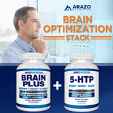 Arazo Nutrition Brain Plus junto a laptop y cuaderno, sugiere enfoque durante el trabajo