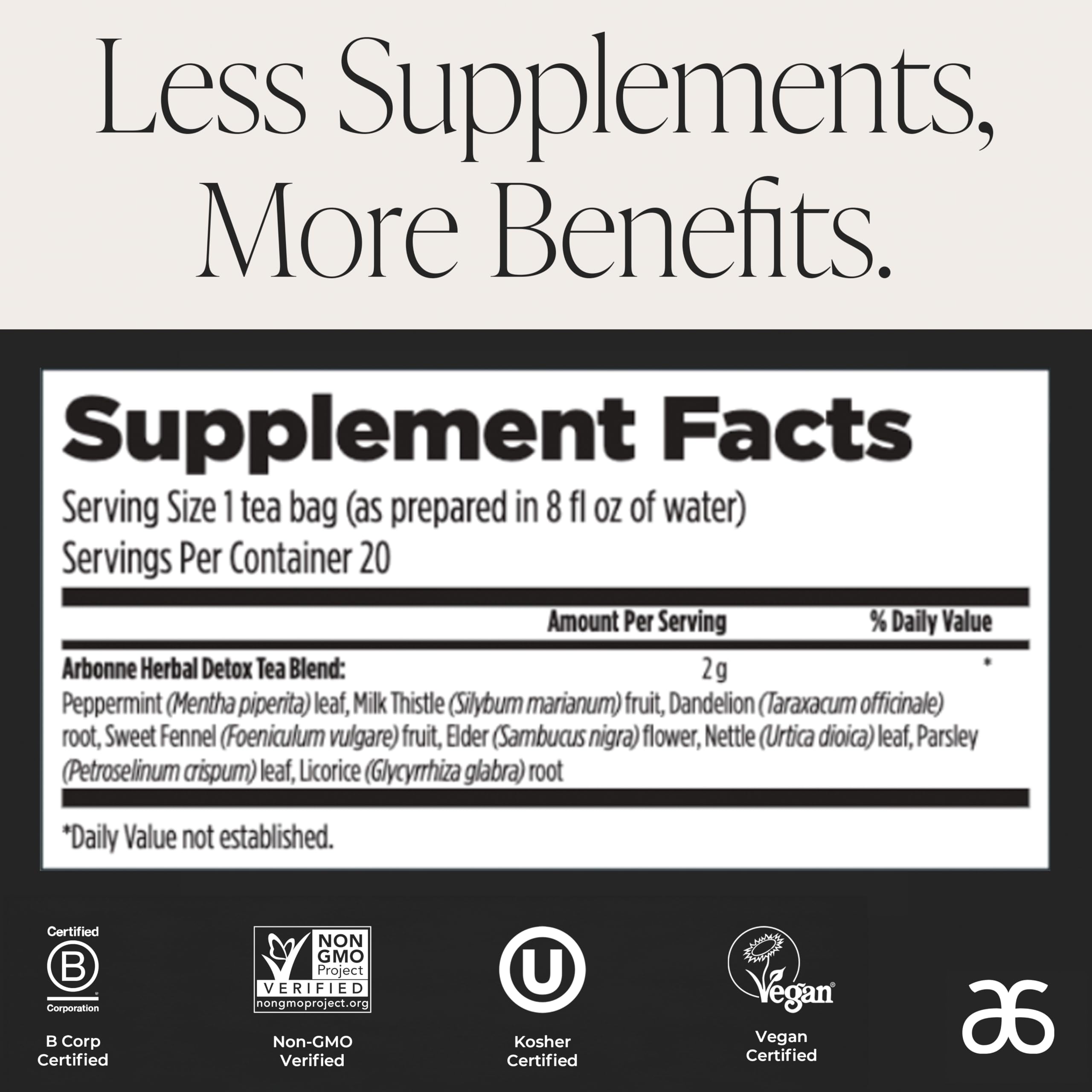 Arbonne Cleantox bolsita junto a una regla para comparar tamaño y porción práctica para el hogar