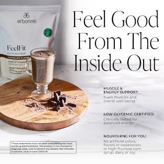 Arbonne Feelfit batido en vaso listo para consumir, beneficios energéticos
