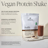 Arbonne Feelfit polvo en cucharada enfatizando textura fina y solubilidad