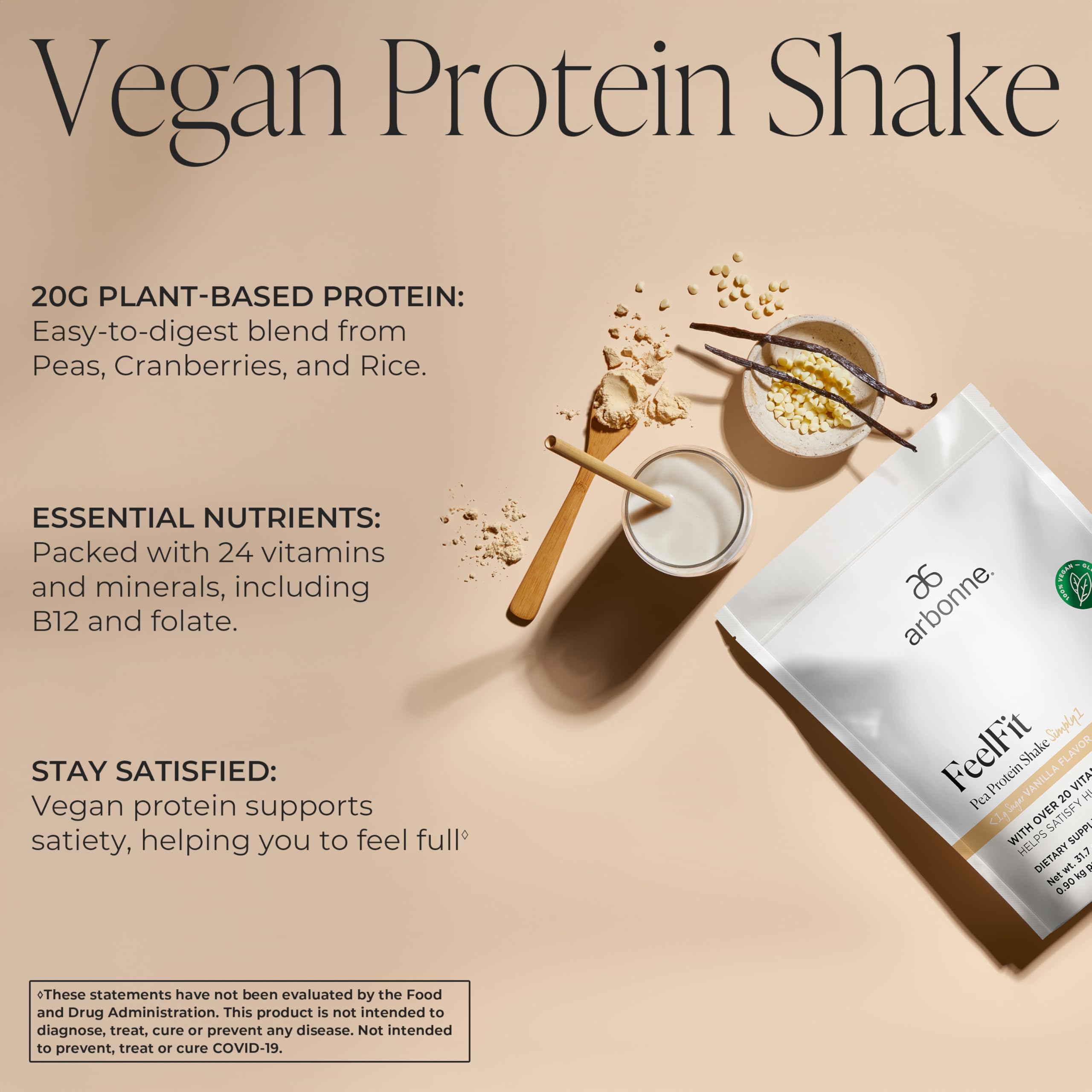 Arbonne Feelfit textura del polvo vegano, mezcla fácil de disolver