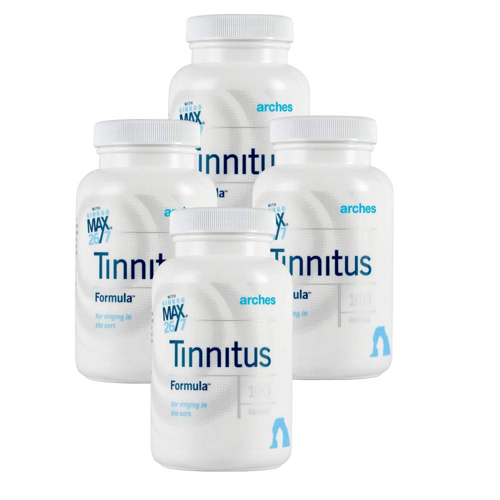 Arches Tinnitus Formulas kit frontal mostrando los frascos y beneficios visibles