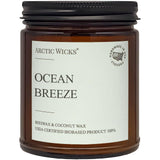 Arctic Wicks vista frontal del envase ámbar mostrando el tamaño y estética