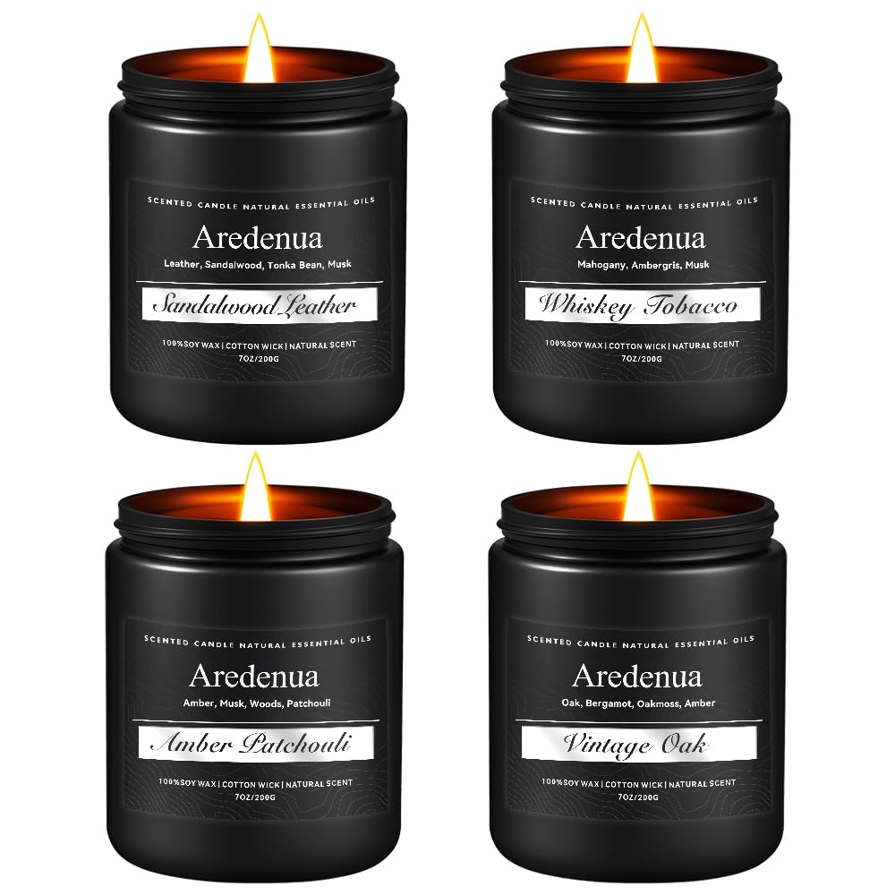 Aredenua pack frontal mostrando las cuatro velas y caja negra, elegante presentación