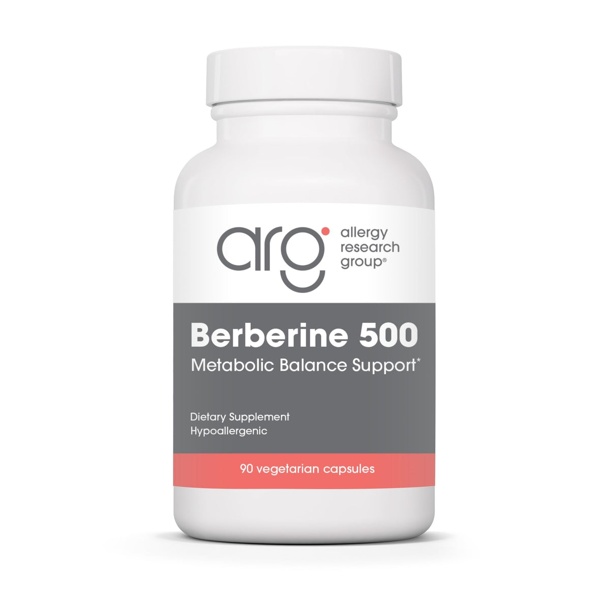 Allergy Research Group envase frontal de ARG Berberine 500 y beneficio de apoyo metabólico