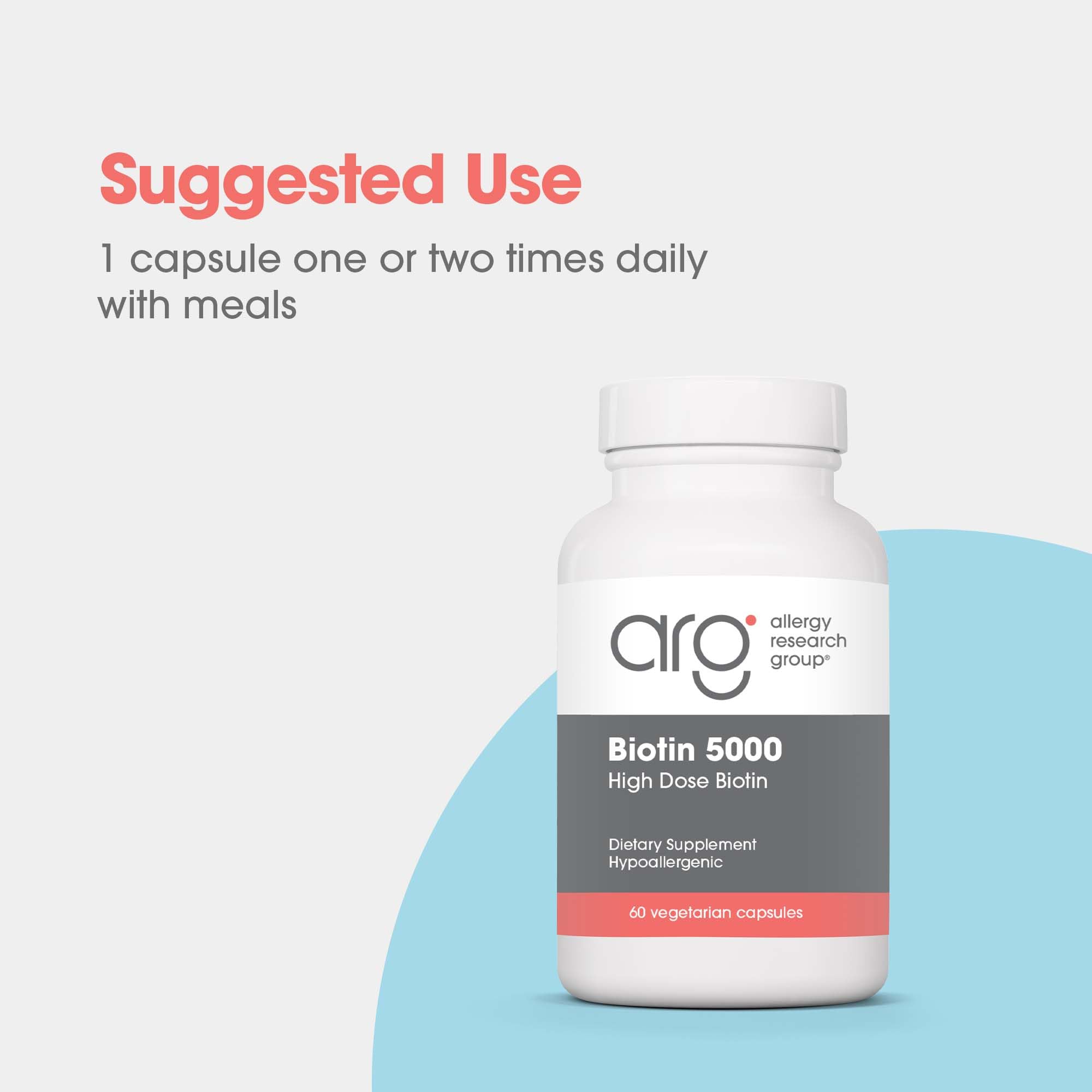 Allergy Research Group ARG Biotin 5000 etiqueta ingredientes y claridad de composición