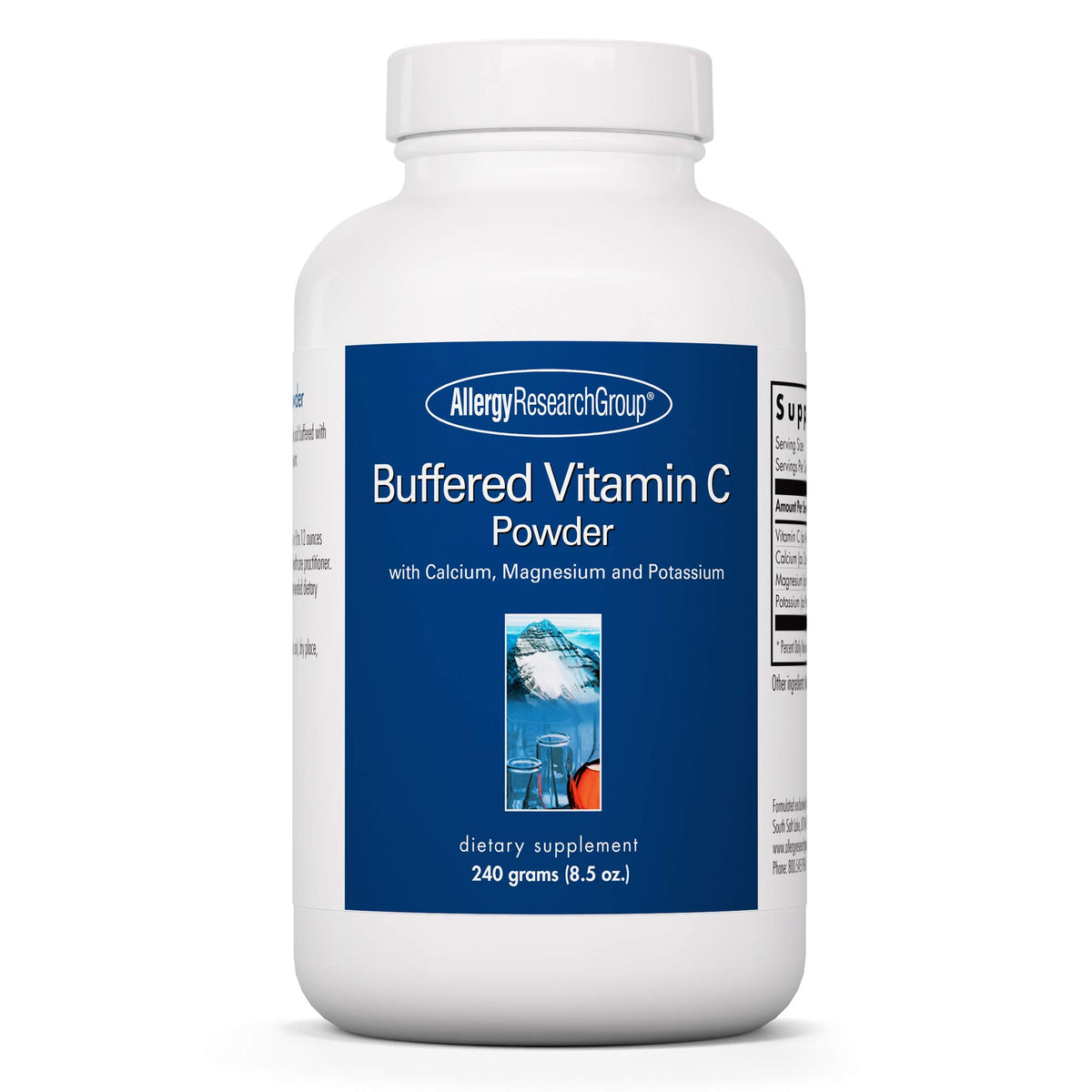 Allergy Research Group envase frontal de ARG Buffered Vitamin C Powder mostrando diseño y tamaño