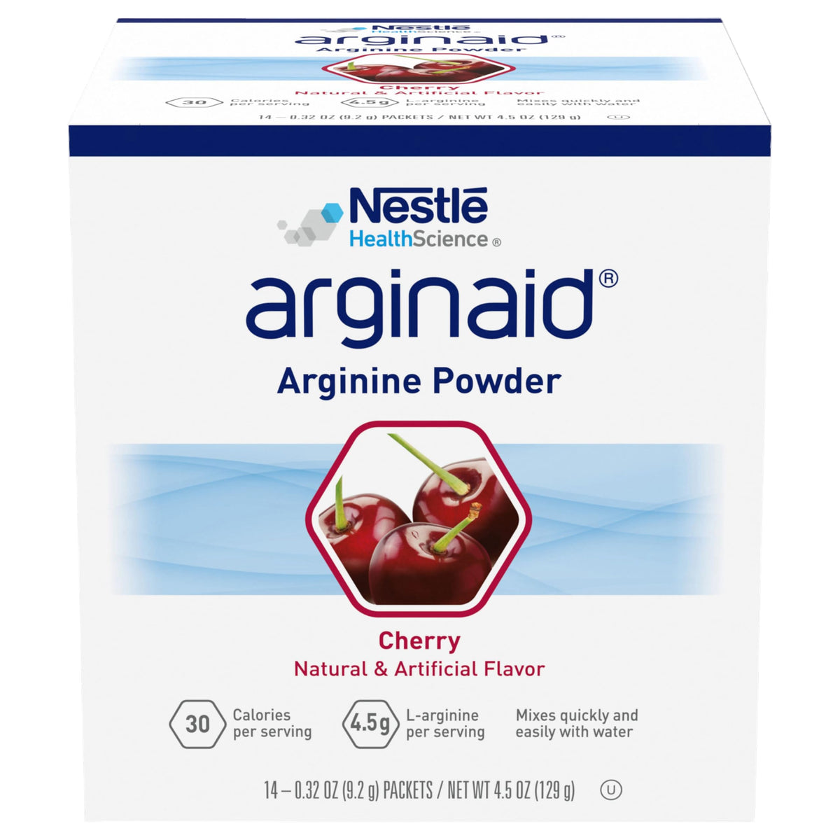 Arginaid frente del sobre mostrando diseño y beneficio de aporte de arginina