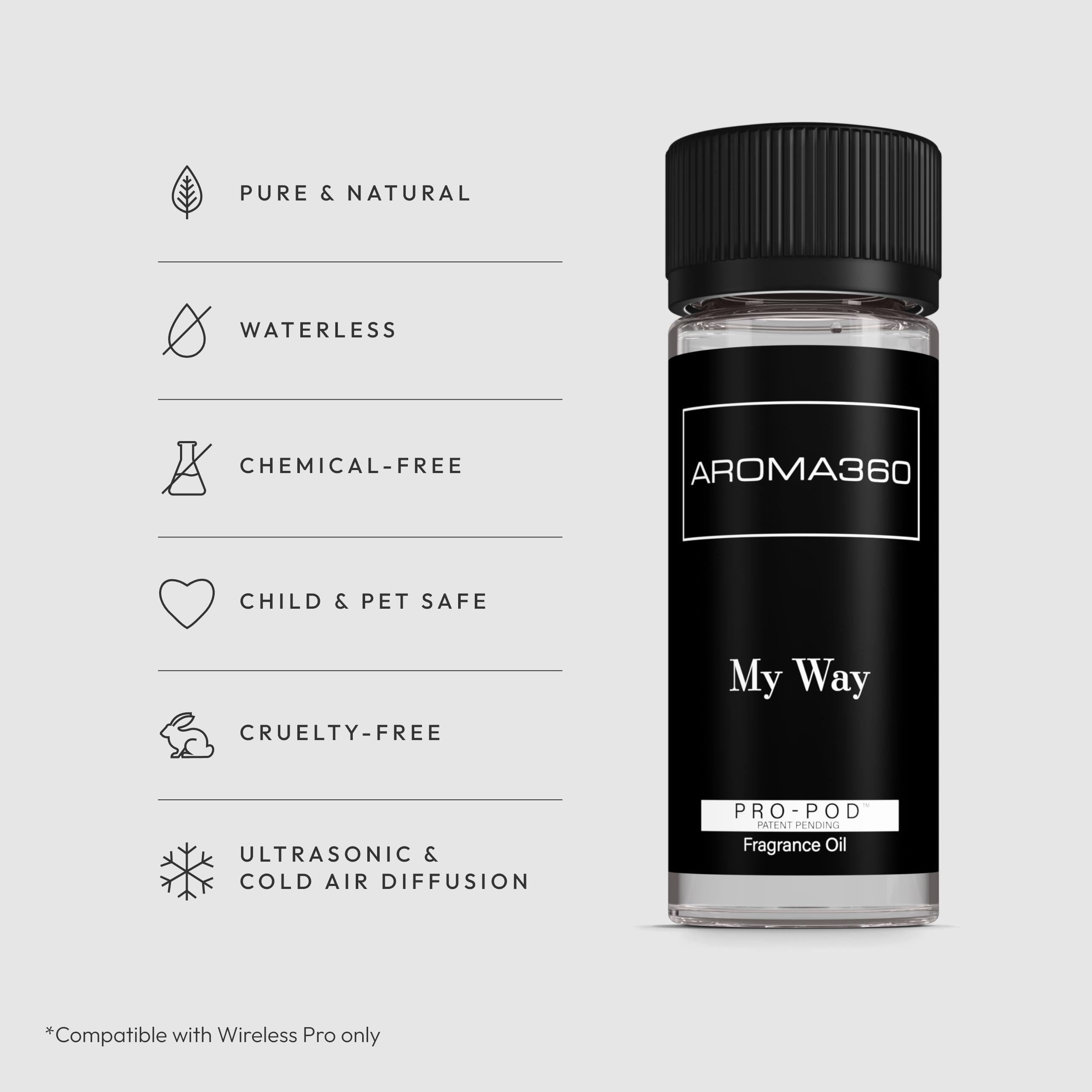 Aroma360 My Way Pro-Pod detalle del frasco resaltando calidad y diseño práctico