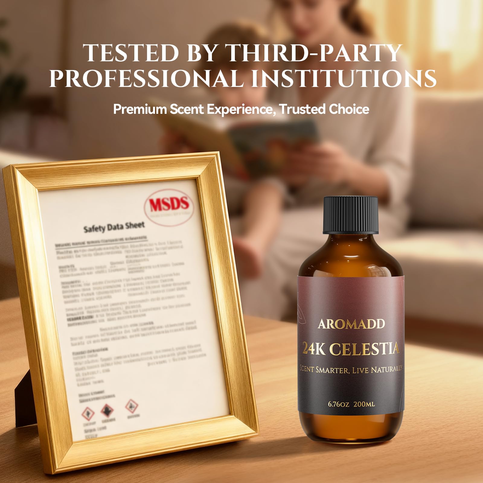 AROMADD aceite vertiéndose en difusor de hogar para aroma duradero y elegante
