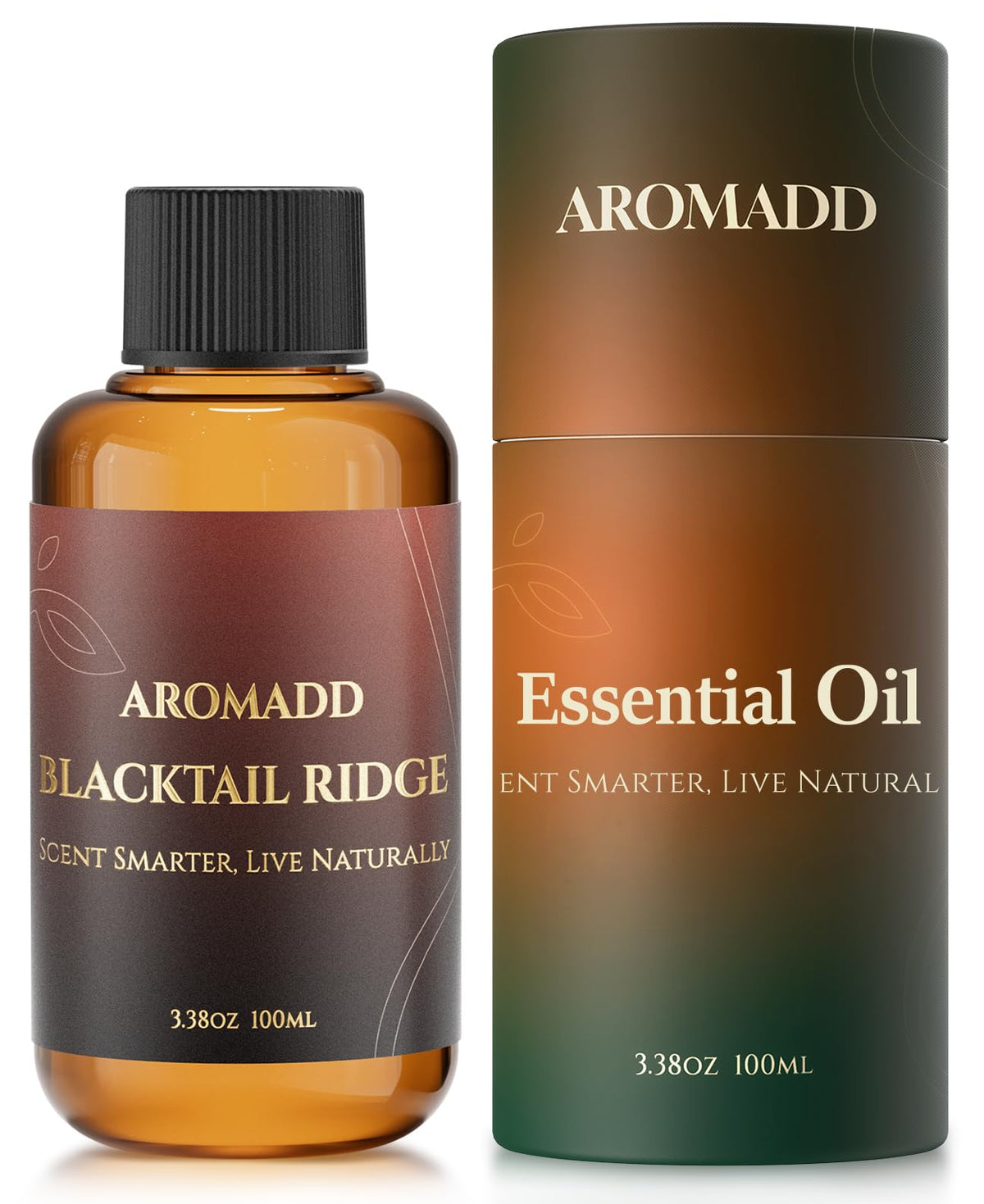 Aromadd botella frente empaque mostrando diseño premium y beneficio de lujo