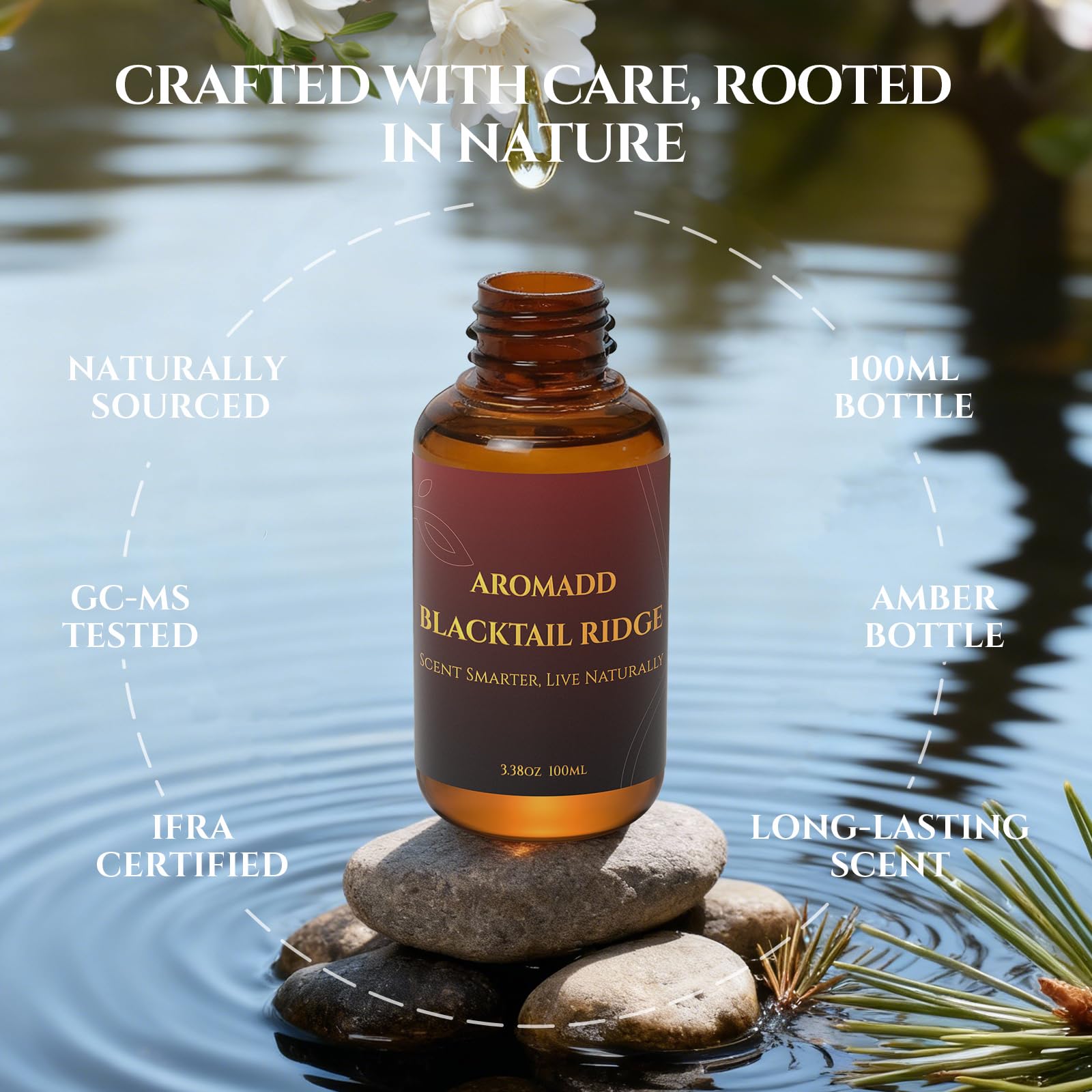 Aromadd gota de aceite mostrando textura concentrada y difusión duradera