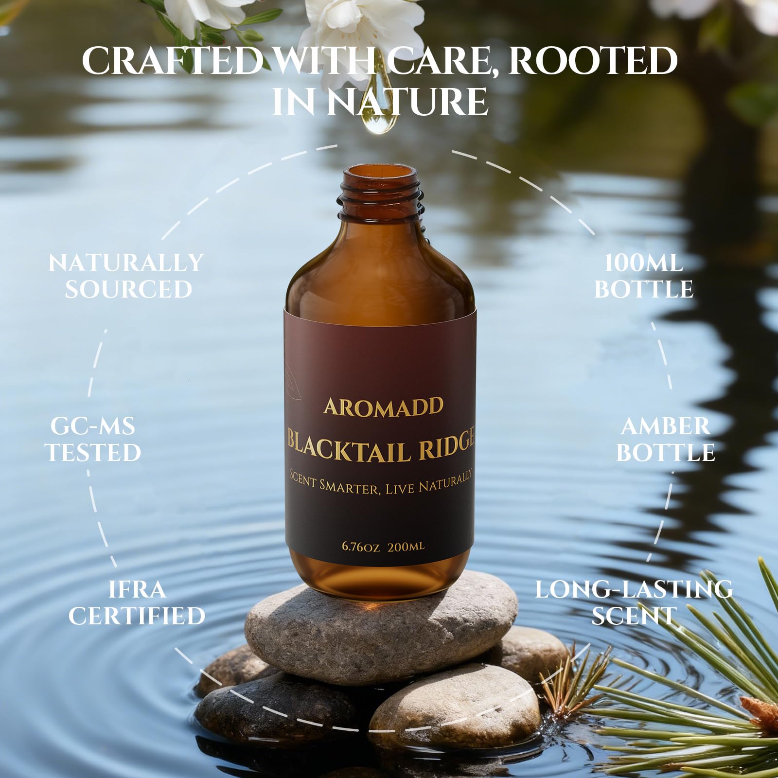 AROMADD gota del aceite Blacktail Ridge mostrando concentración y brillo