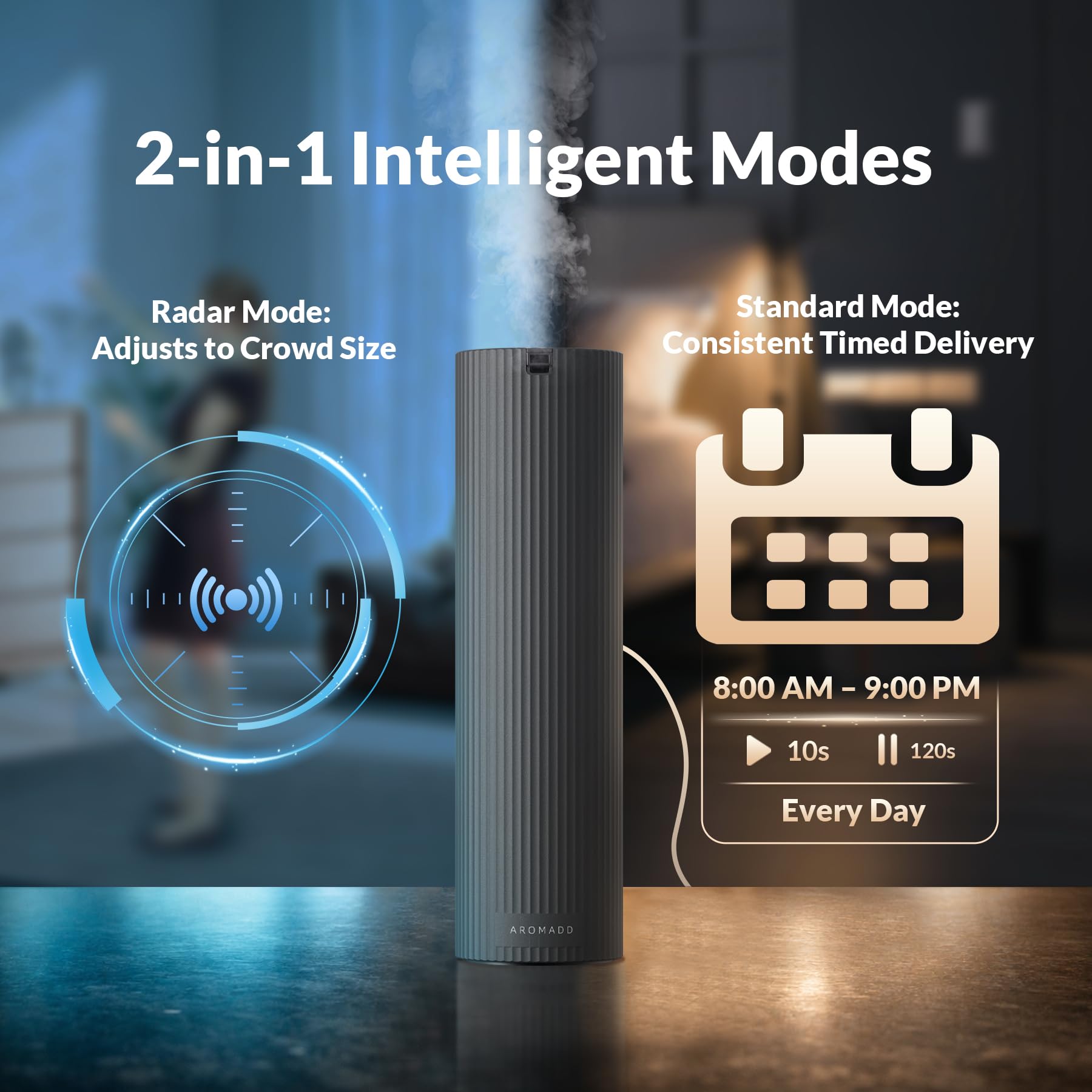 Aromadd cable USB-C incluido y advertencia sobre adaptadores 5V seguro