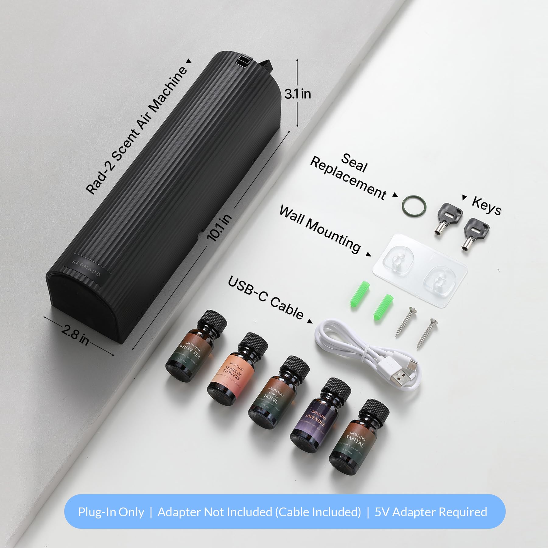 Aromadd comparativa de tamaño en mano para visualizar escala y portabilidad