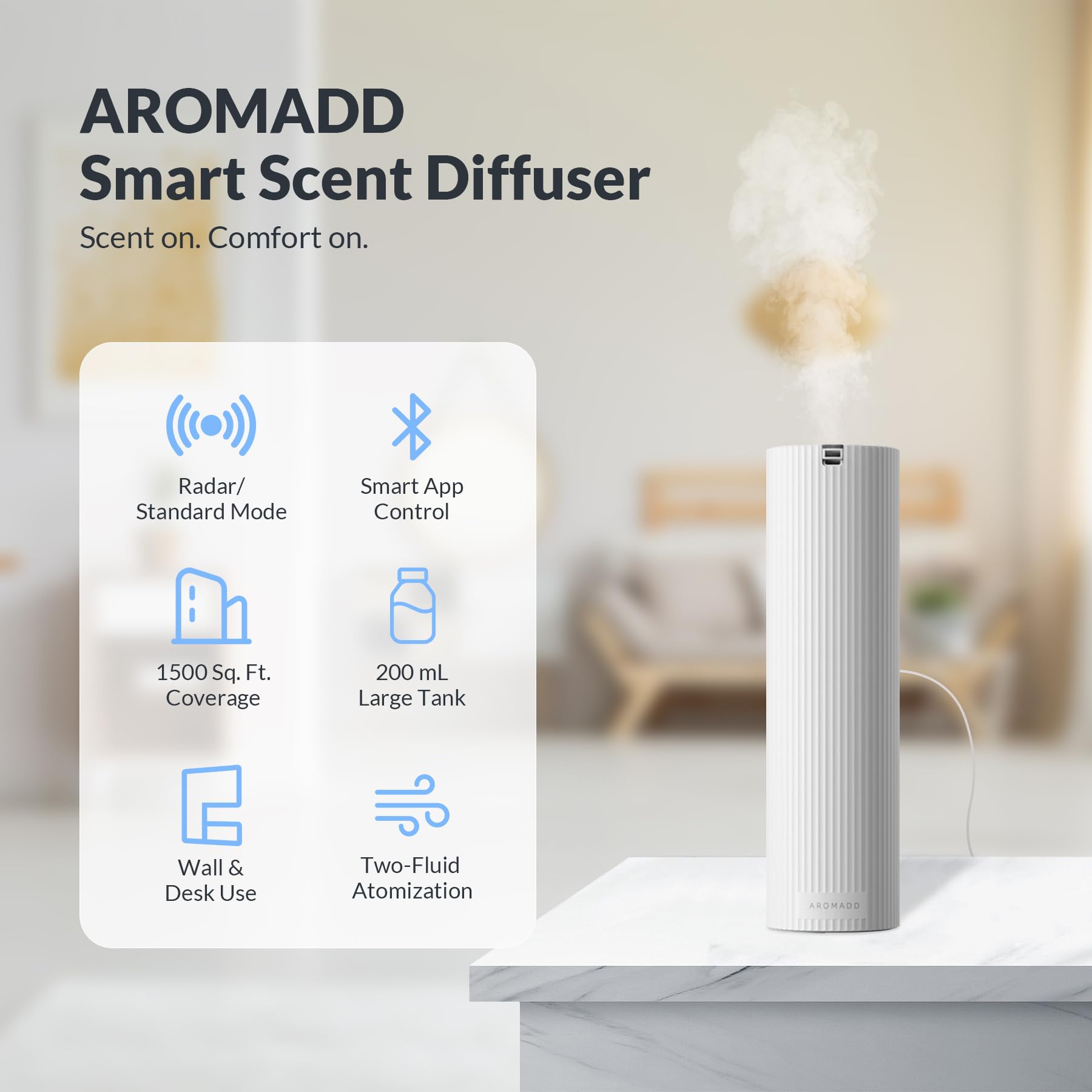 Aromadd detalle botones con conmutador de modo para cambio rápido y sencillo