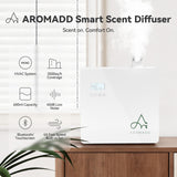 Aromadd primer plano de controles para ajustar intensidad y modos