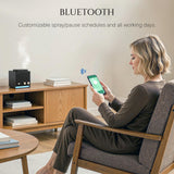 Aromadd dispositivo funcionando en sala mostrando cobertura amplia y estética moderna