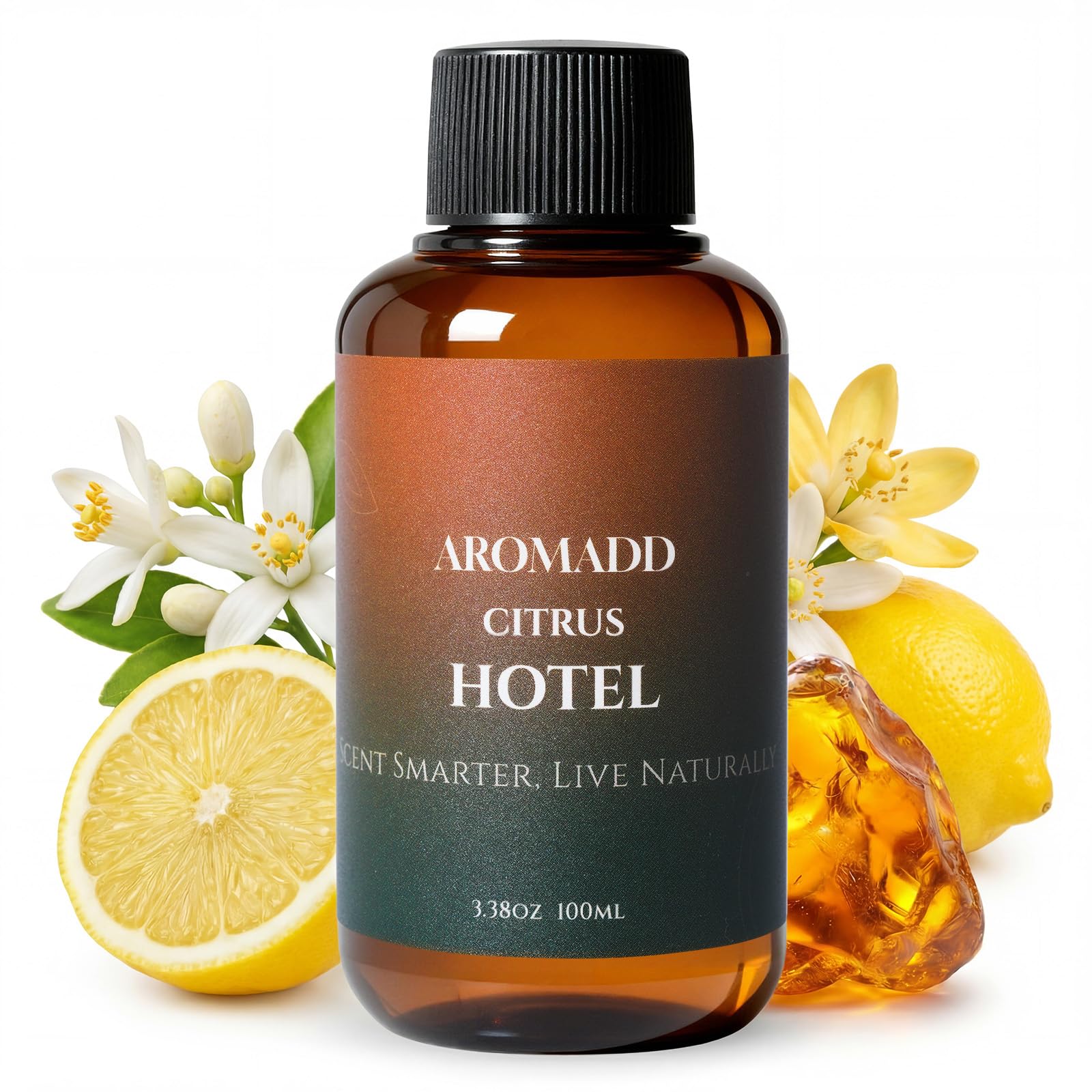 AROMADD frasco frontal 100 mL mostrando diseño y capacidad