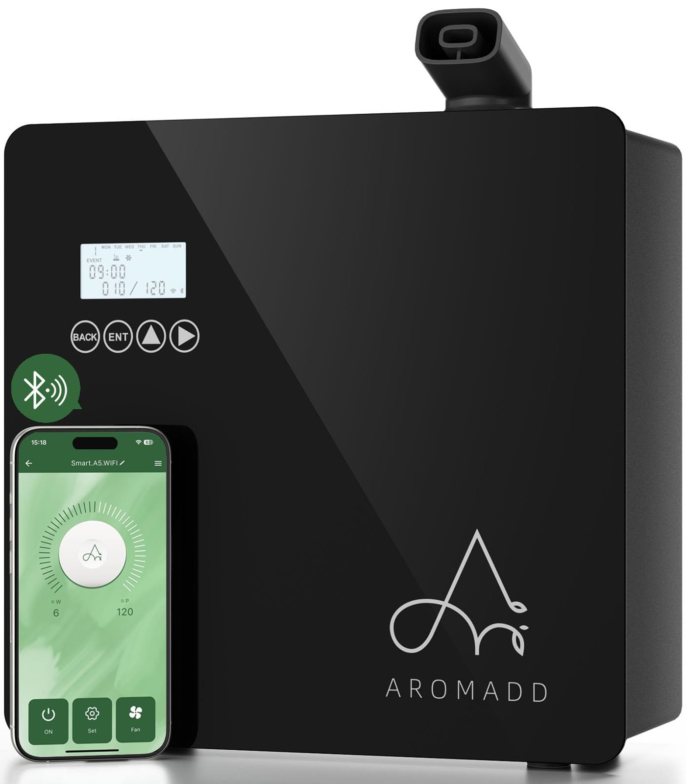 Aromadd vista frontal del difusor mostrando diseño moderno y capacidad