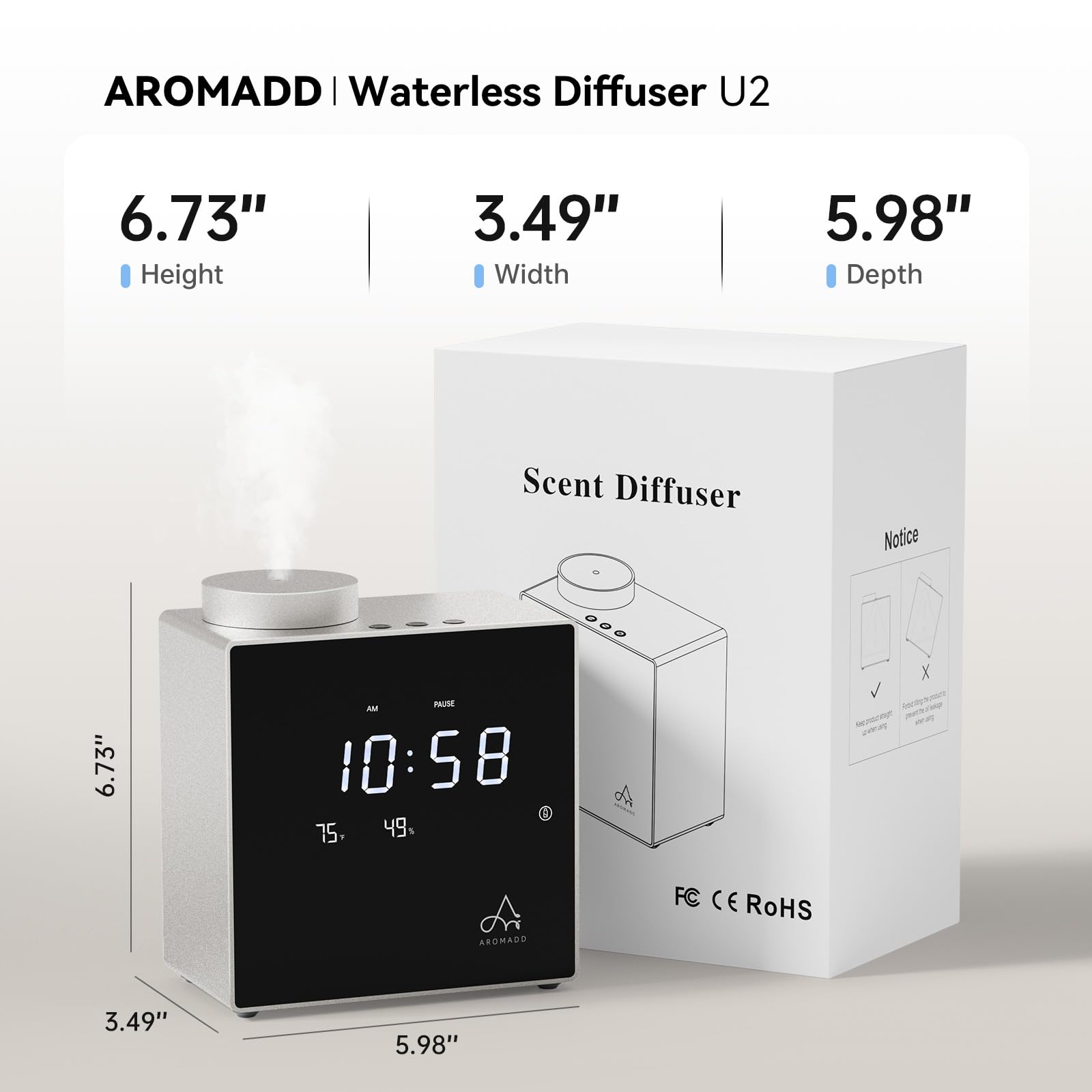 Aromadd comparativa de tamaño para ver escala en un entorno doméstico