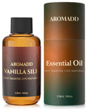 Aromadd botella frontal Vanilla Silk mostrando etiquetado elegante y diseño premium
