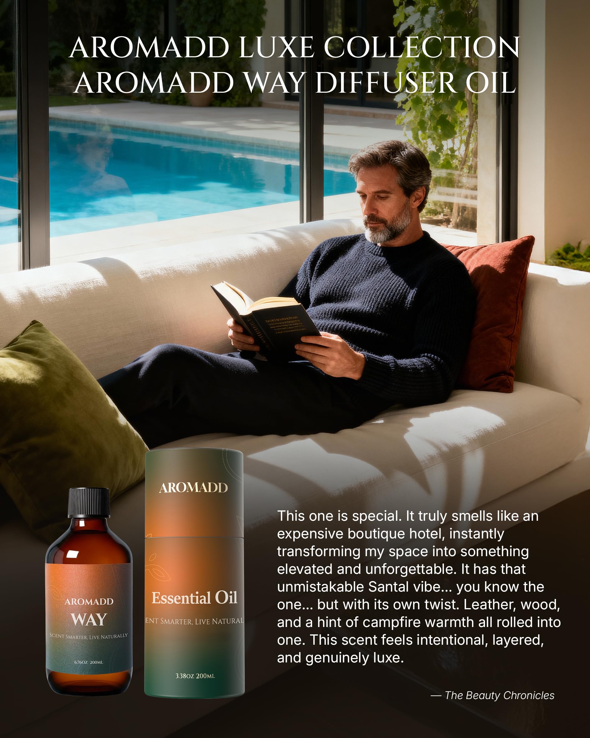 AROMADD en sala elegante ilustrando ambiente tipo hotel y sensación acogedora