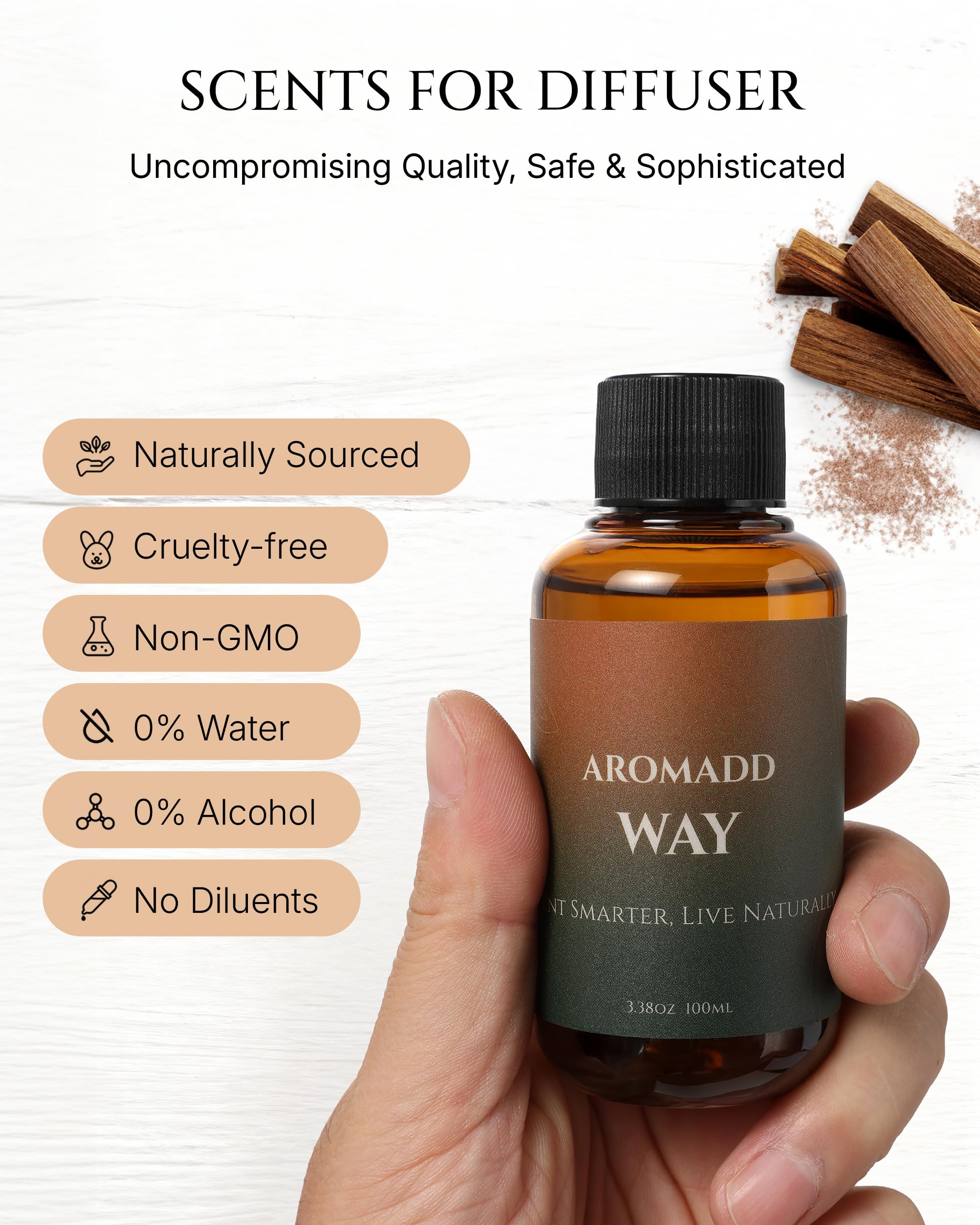 Aromadd comparación de escala con manos para ver 100 ml práctico