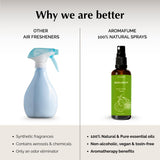 Aromafume etiqueta con ingredientes enfatizando fórmula no tóxica y eco