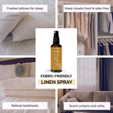 Aromafume aplicado sobre sábanas para frescura nocturna