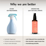 Aromafume etiqueta con ingredientes y beneficios, transparencia y confianza