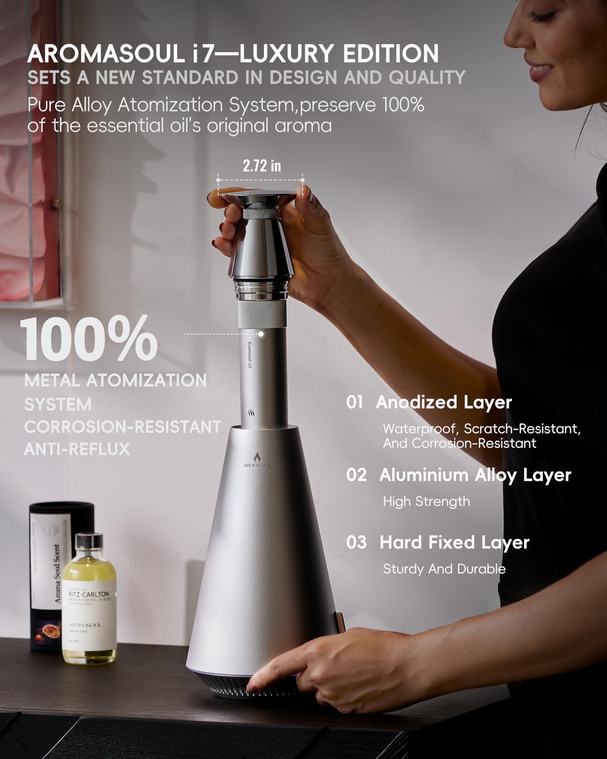 AROMASOUL difusor en uso en salón aroma continuo y ambiente acogedor