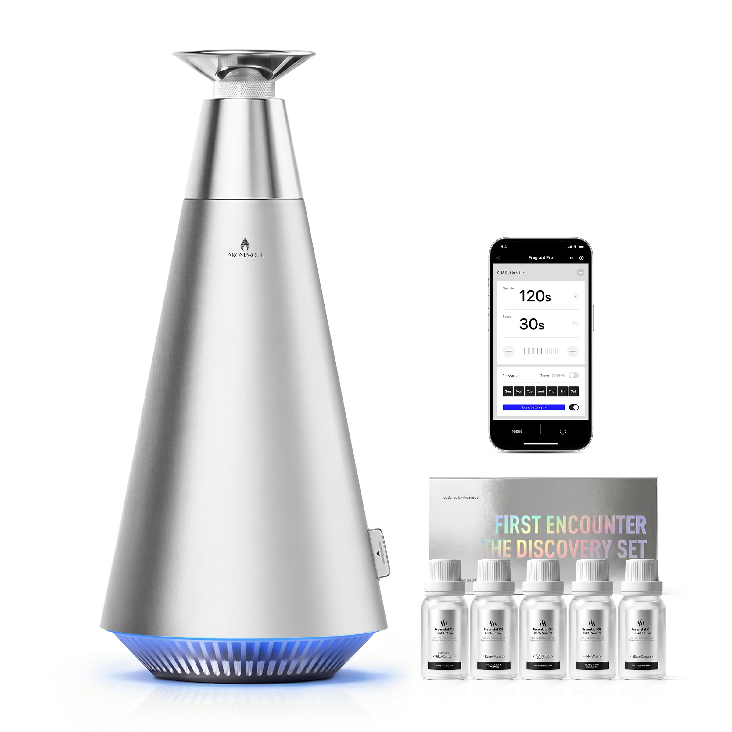 AROMASOUL difusor frontal plata visual elegante y cobertura amplia