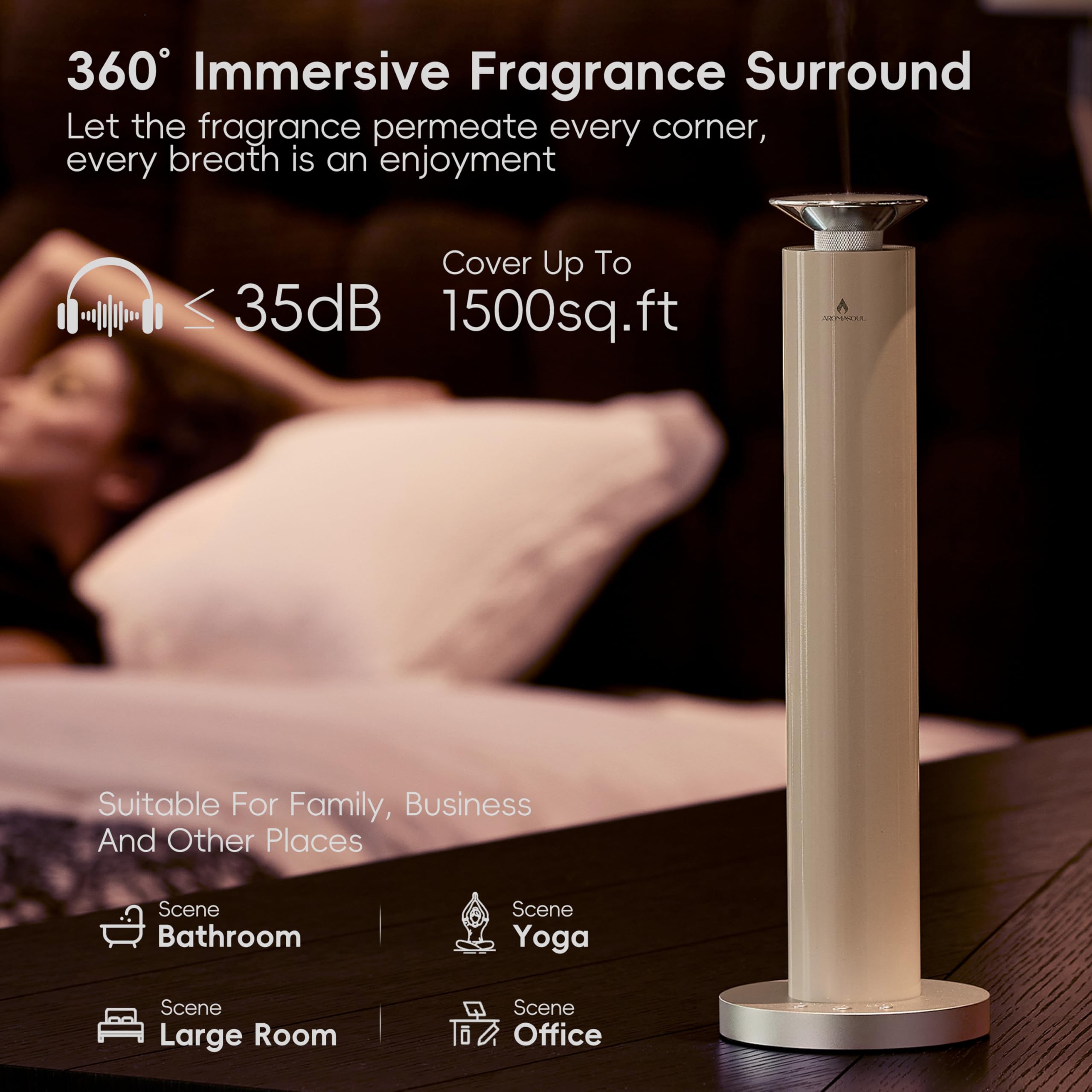 AROMASOUL captura de la app FRAGRANT PRO mostrando control remoto y programación