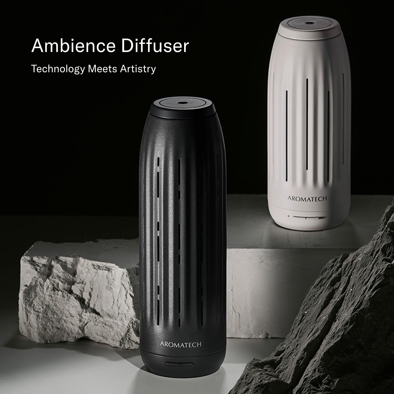 AromaTech Ambience Charcoal Mini con frasco 60ml vacío listo para aceite