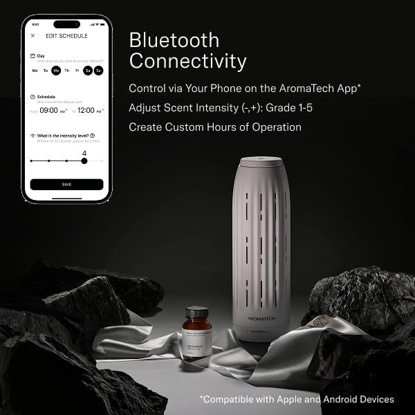 AromaTech Ambience detalle cerámica muestra acabado premium y facilita limpieza rápida