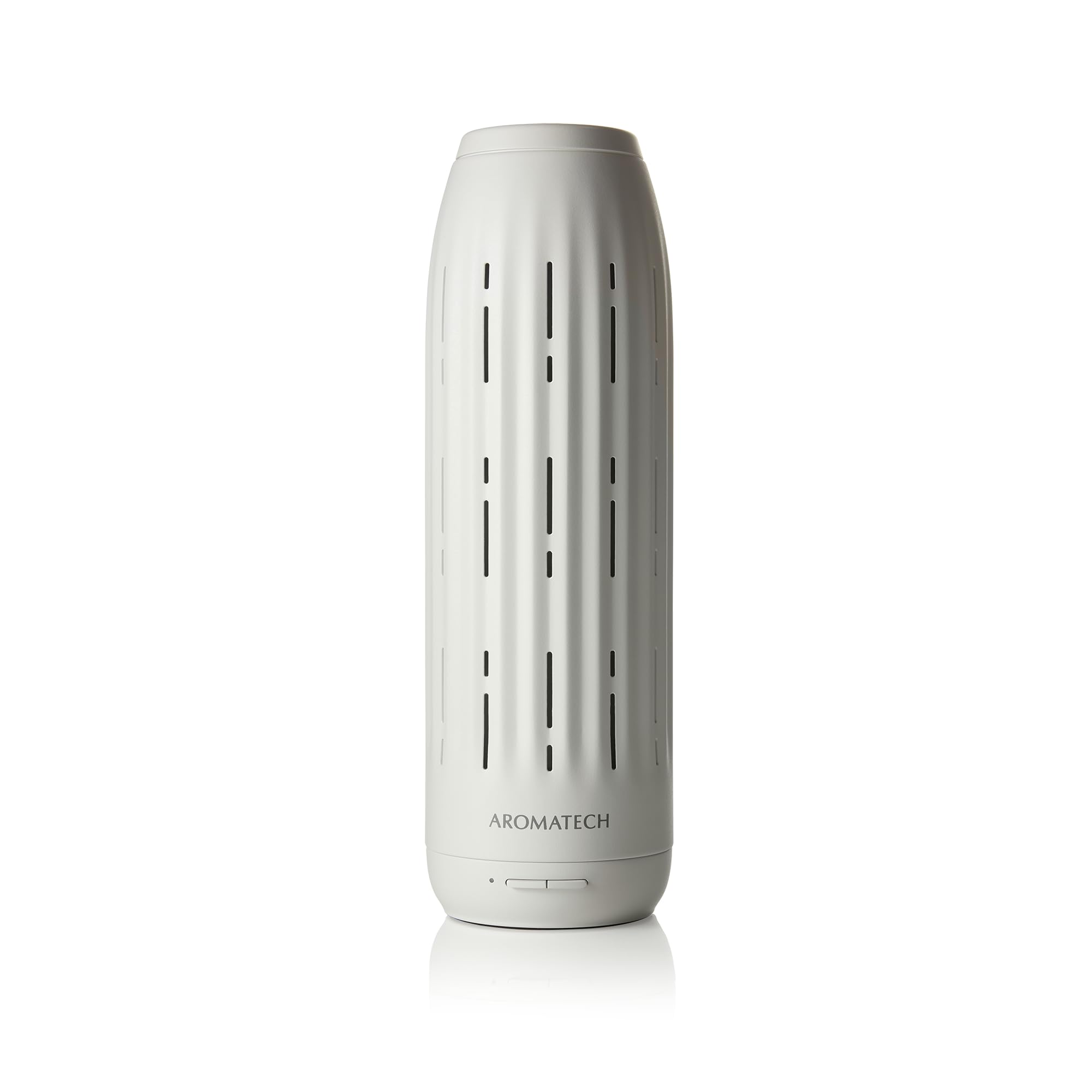 AromaTech Ambience vista frontal blanco stone presenta diseño cerámico elegante y perfuma eficazmente