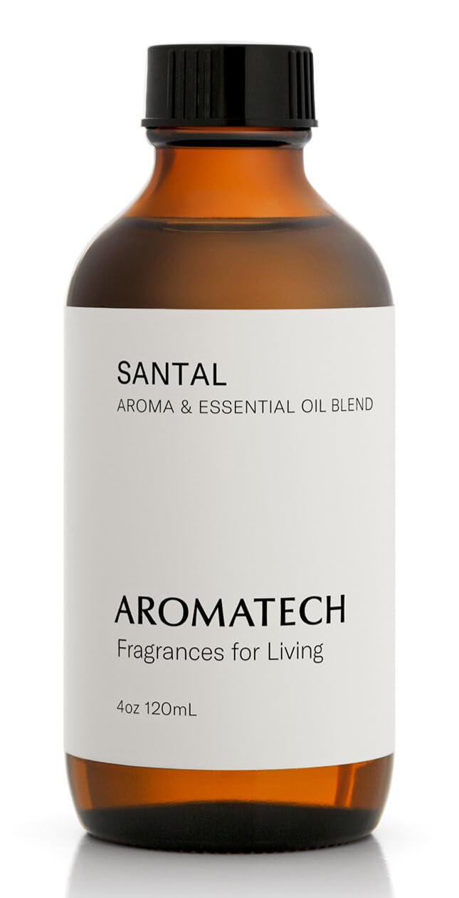 AromaTech botella frontal Santal mostrando presentación premium y bienestar