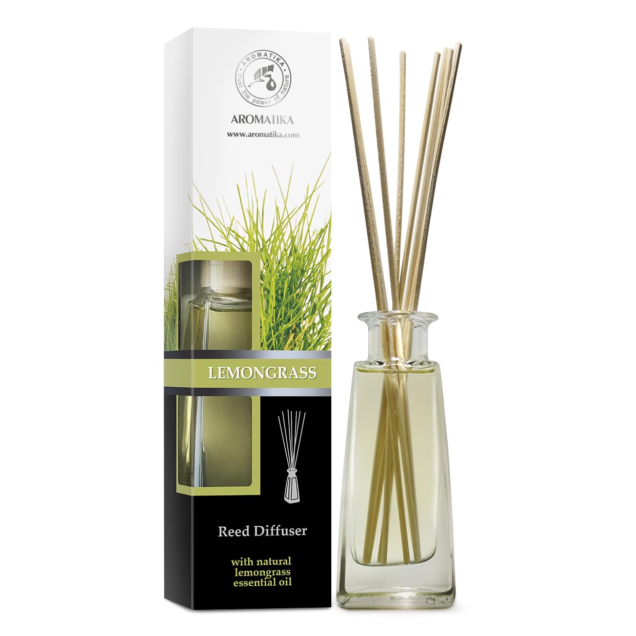 AROMATIKA difusor lemongrass vista frontal con diseño elegante y ambiente fresco