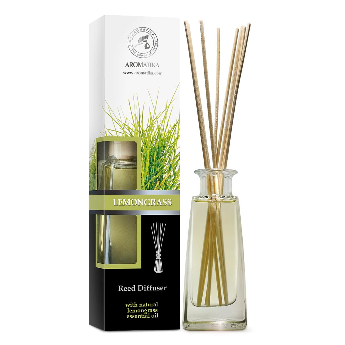 AROMATIKA difusor lemongrass vista frontal con diseño elegante y ambiente fresco
