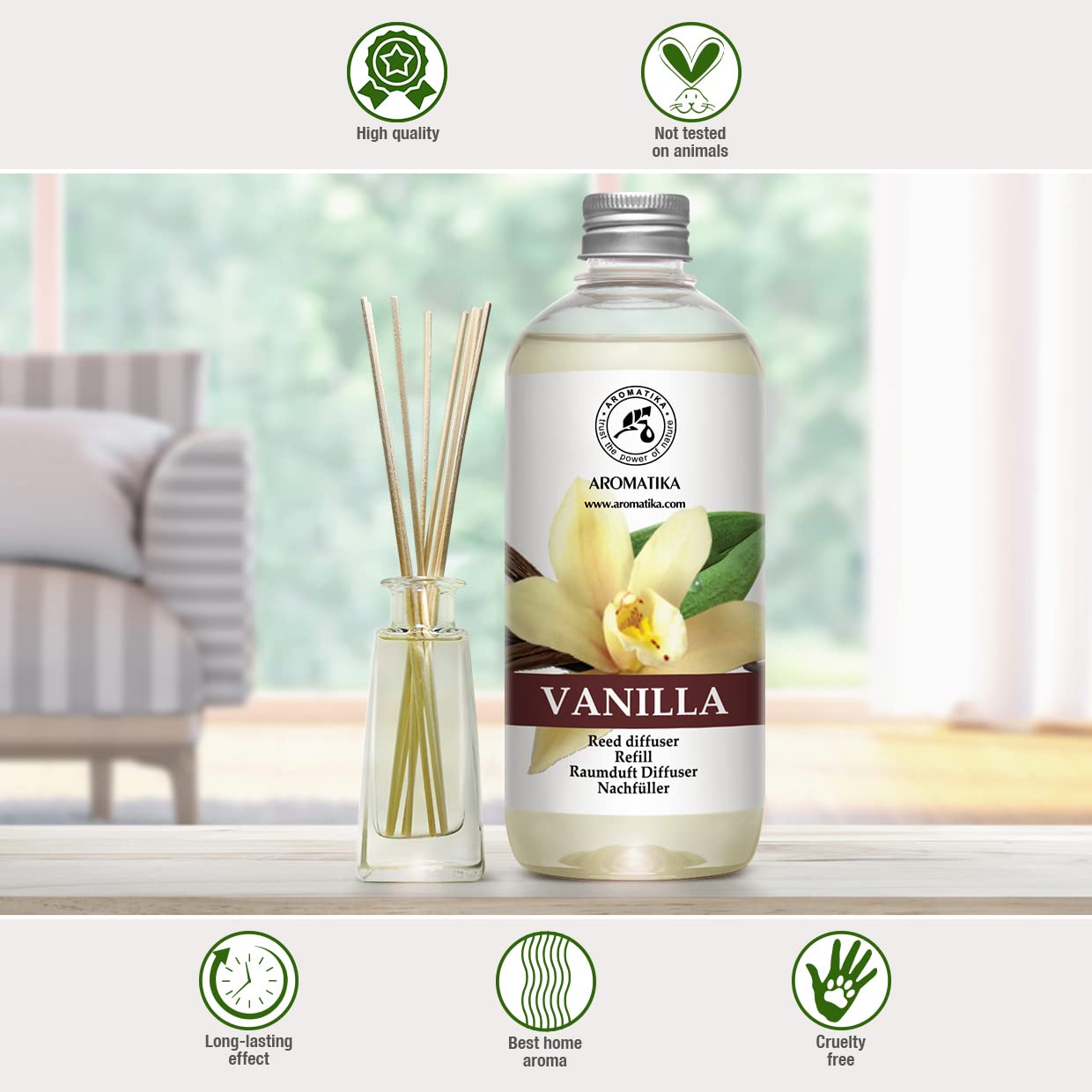 AROMATIKA recarga junto a objetos para visualizar tamaño y capacidad
