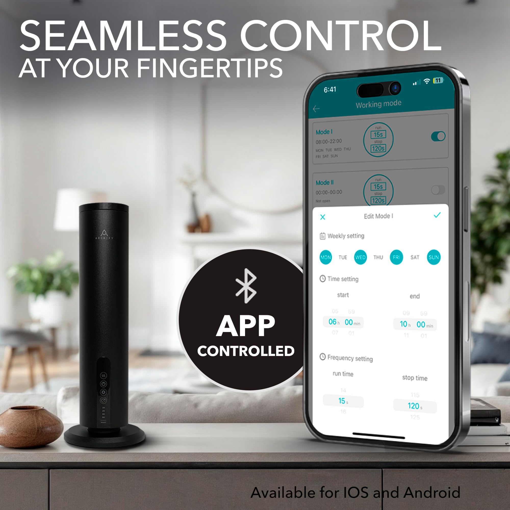 Aromify Breeze con productos comunes, escala y tamaño realista