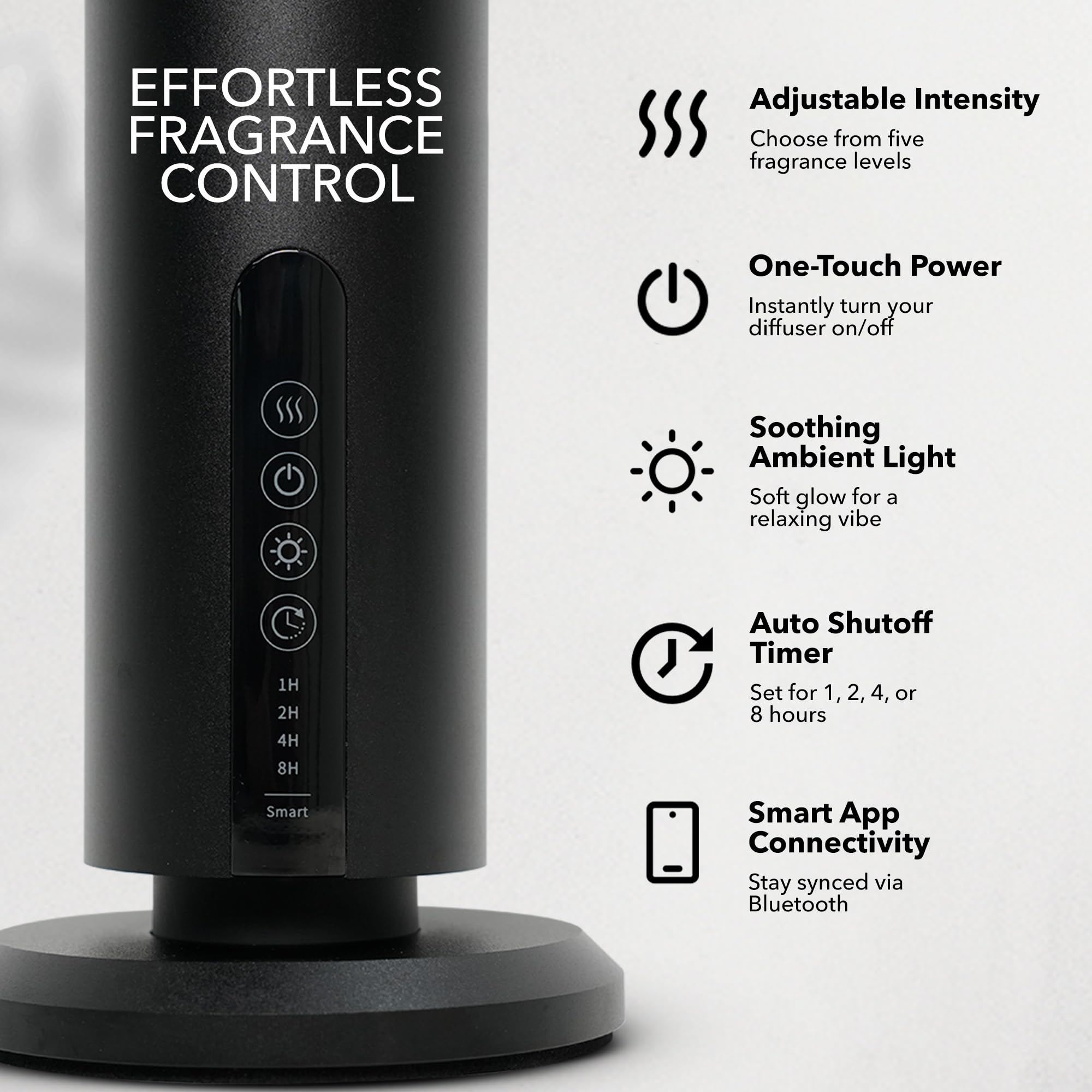 Aromify Breeze app en smartphone, control Bluetooth y temporizadores