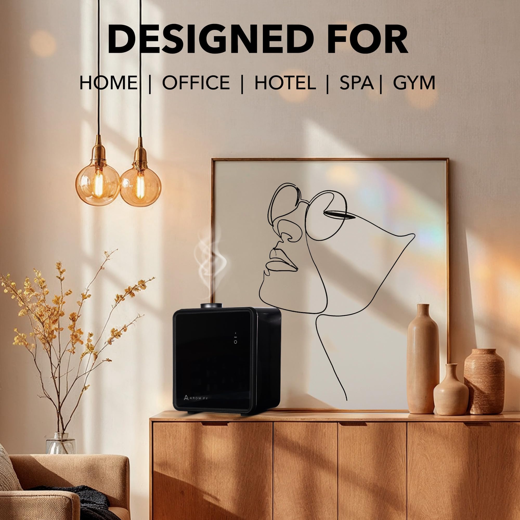 Aromify Nova Luxe junto a objetos para comparar tamaño y fácil instalación