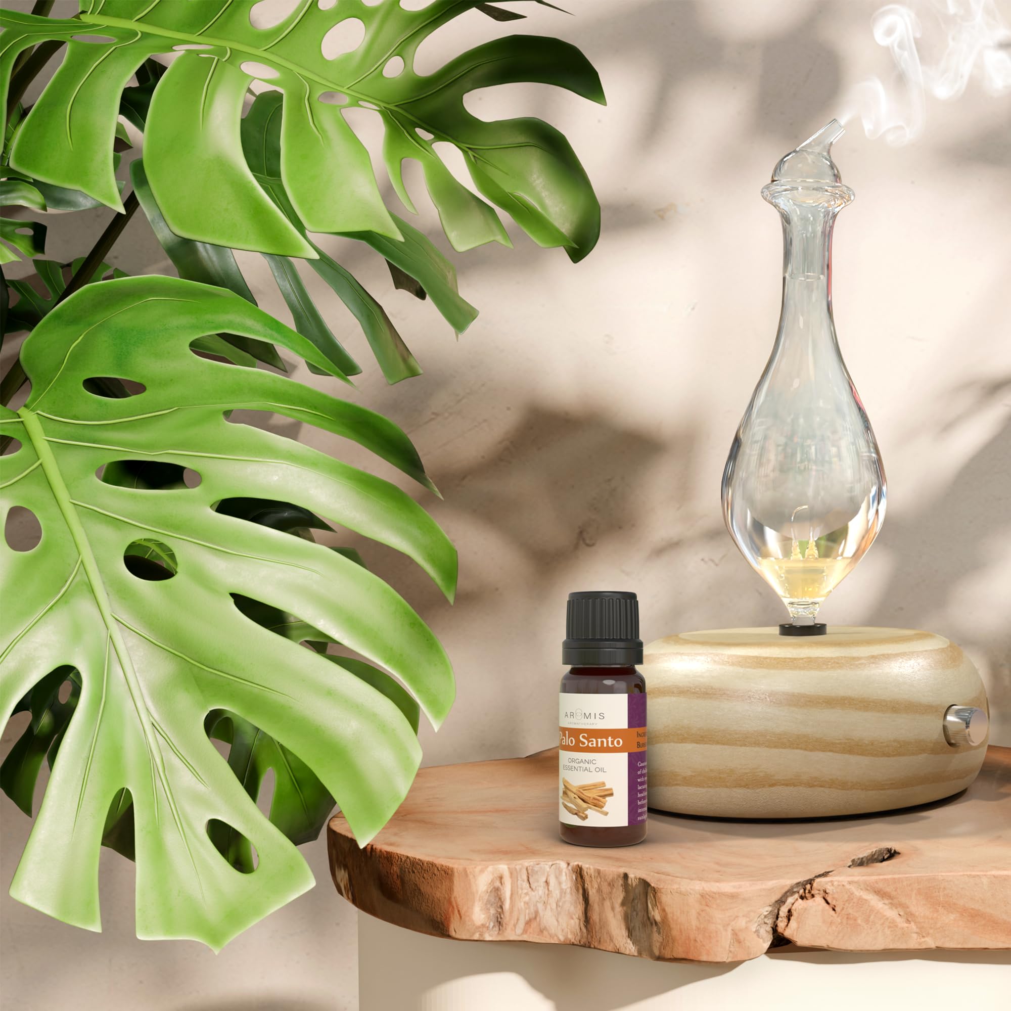 ArOmis frasco junto a difusor en sala de meditación para ambiente