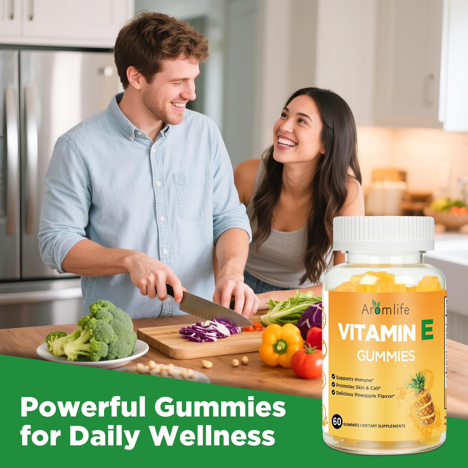 Aromlife gomitas en mesa de desayuno integradas en rutina diaria