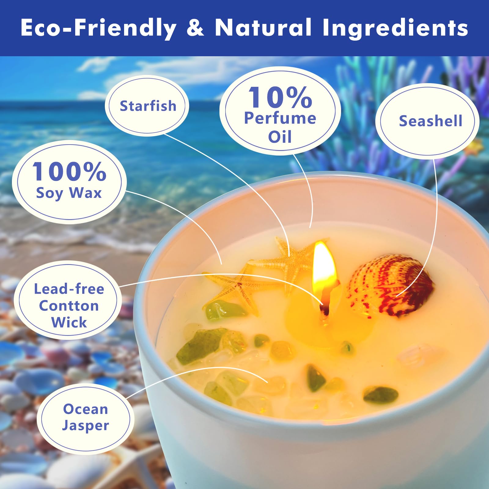 AROZEN vela encendida en salón creando ambiente costero y relajante