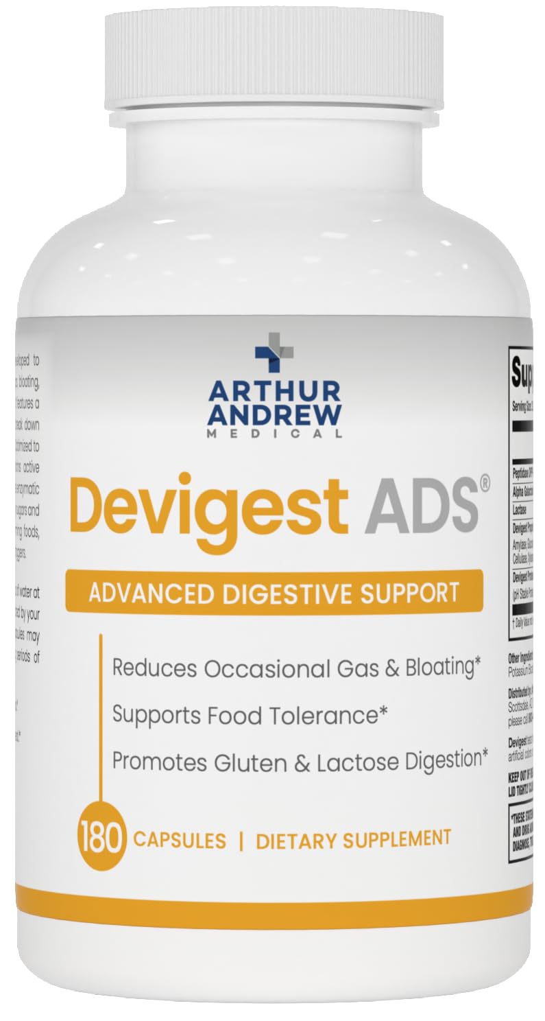 Arthur Andrew Medical Devigest frente del empaque mostrando la marca y beneficio digestivo