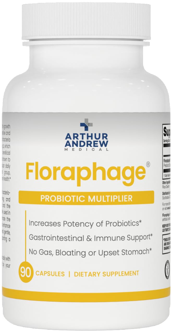 Arthur Andrew Medical empaque frontal mostrando el producto y beneficio de equilibrio intestinal