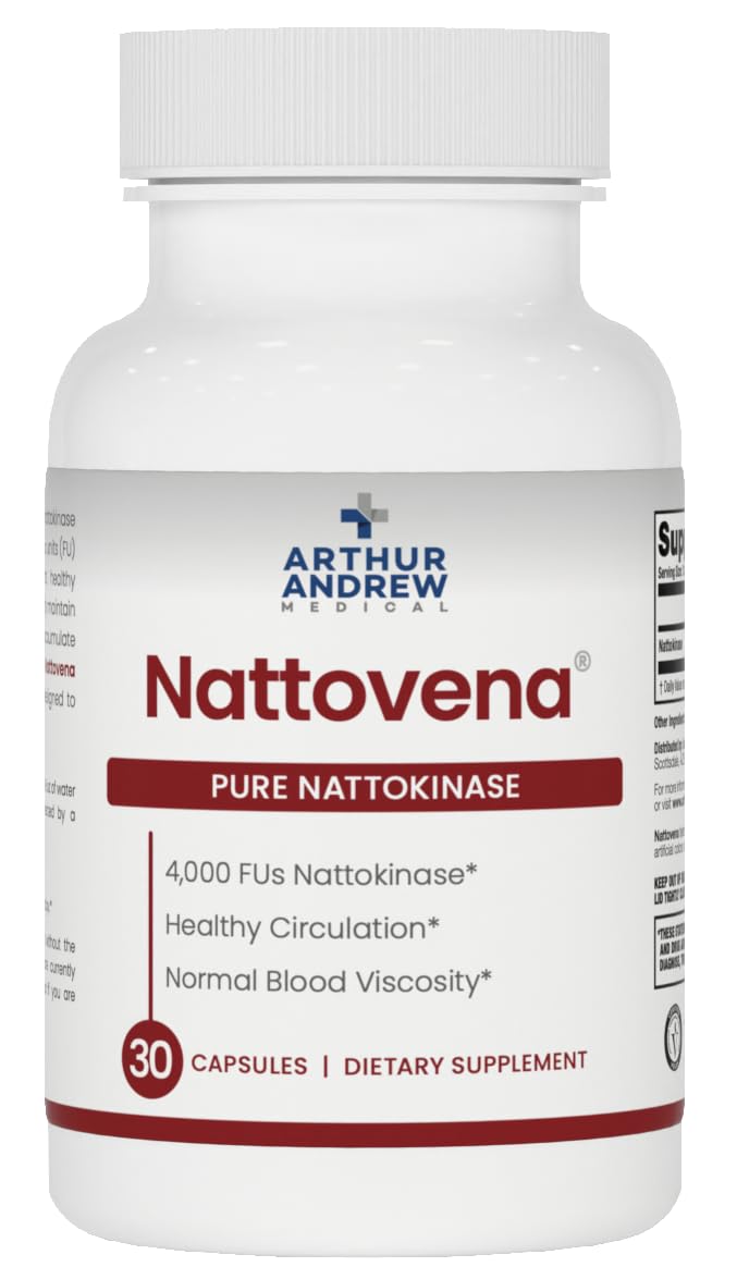 Arthur Andrew Medical frasco Nattovena frente mostrando etiqueta y beneficio circulatorio